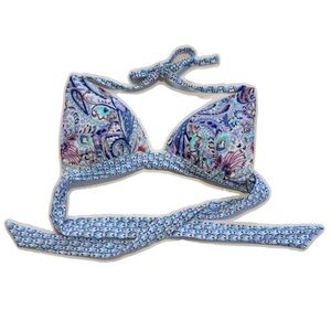 Victoria’s Secret Blue Boho Paisley Push Up Bikini Halter Swim Top Small NEW
